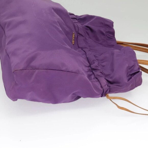 PRADA Tote Bag Nylon Purple Gold Auth ep6502 - Picture 3 of 16